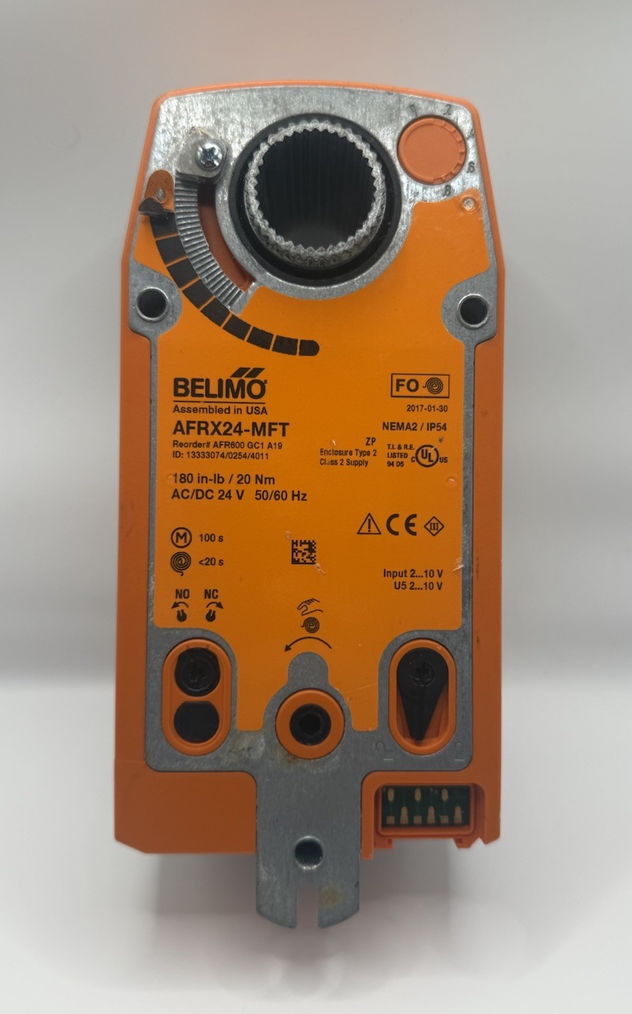 Belimo Actuator 180 in-lb / 20Nm AC/DC 24V 50/60Hz AFRX24-MFT: Used / Untested