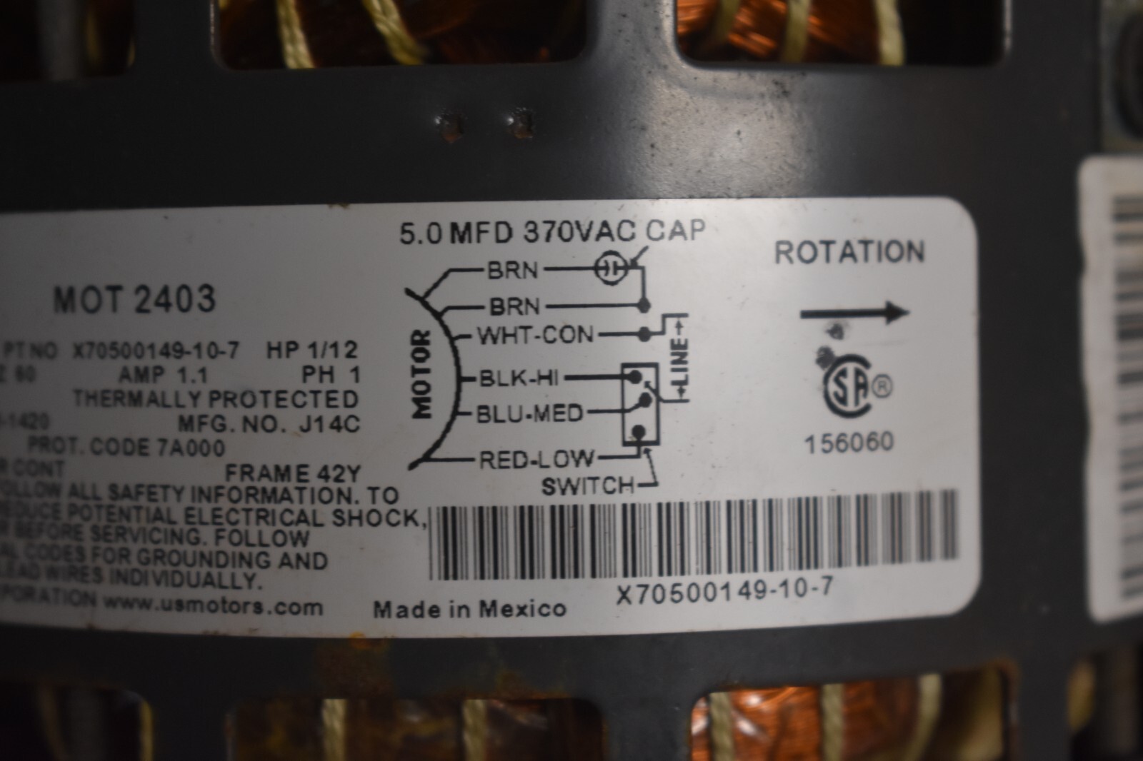 EMERSON K48HXCKW-1420 AC MOTOR 1/12HP 42Y 1500RPM 1PH 115V-AC 1/2IN SHAFT