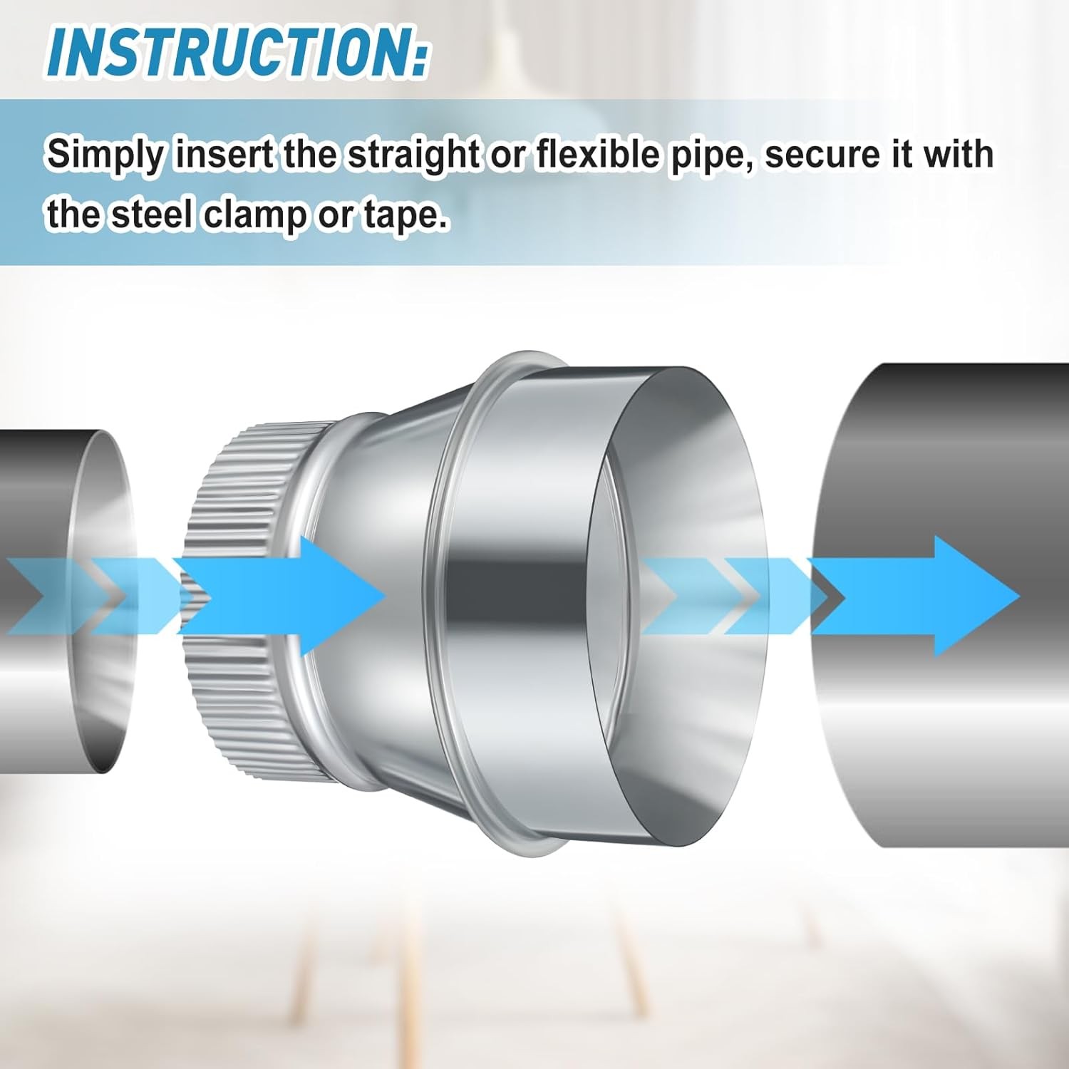 5 Inch to 4 Inch Duct Reducer Increaser Galvanized Steel Air Duct Adapter Round