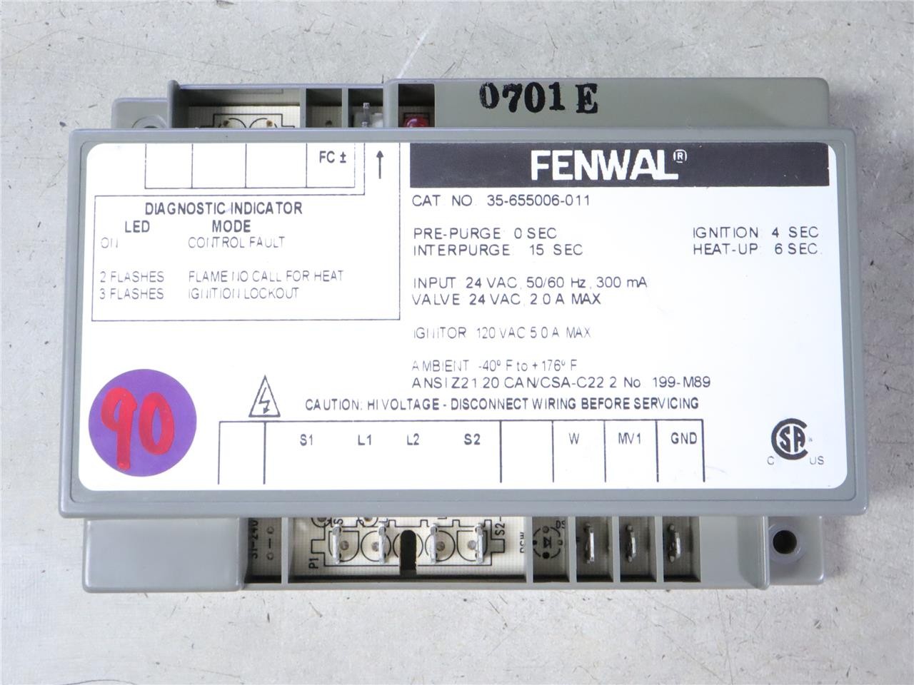 FENWAL 35-655006-011 Automatic Ignition System Control Module