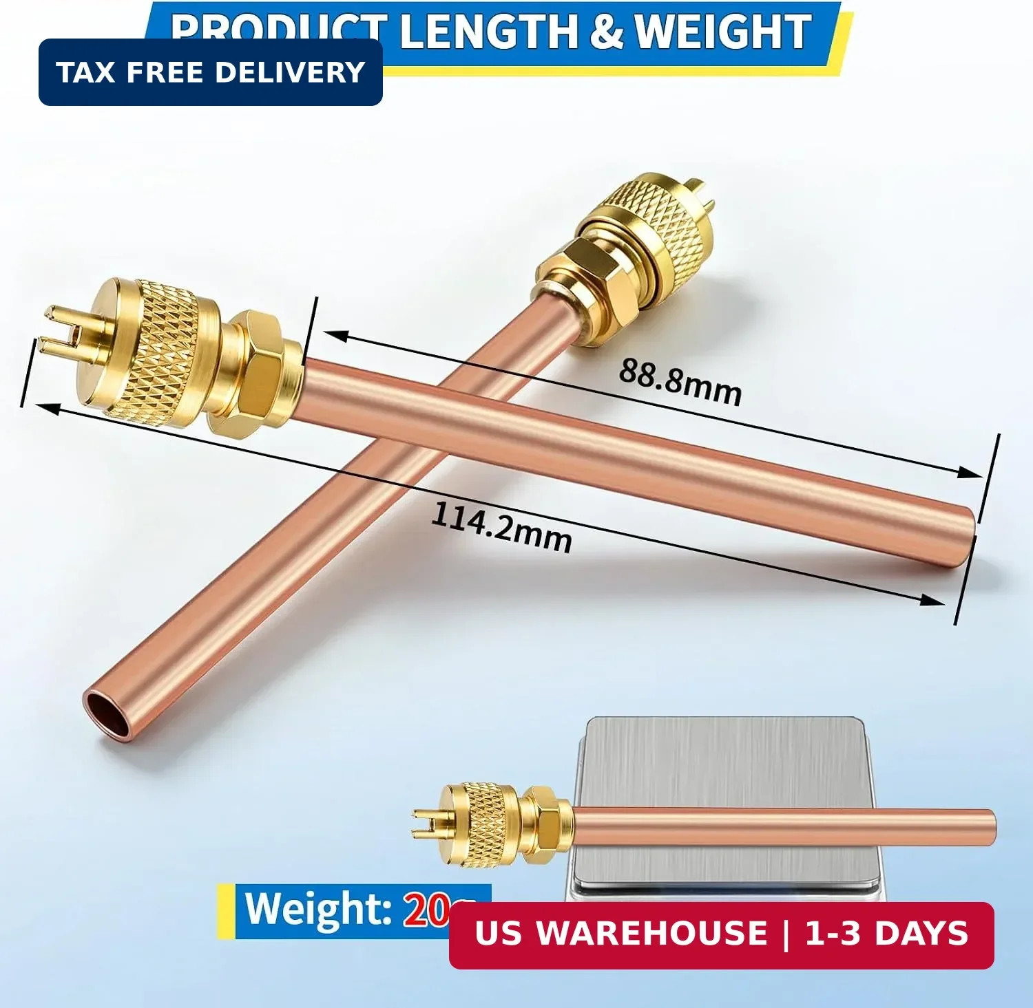 20-Pack 4.5 Inch HVAC Service Access Valves 1/4” SAE x 1/4” OD | 20pcs Stem Co