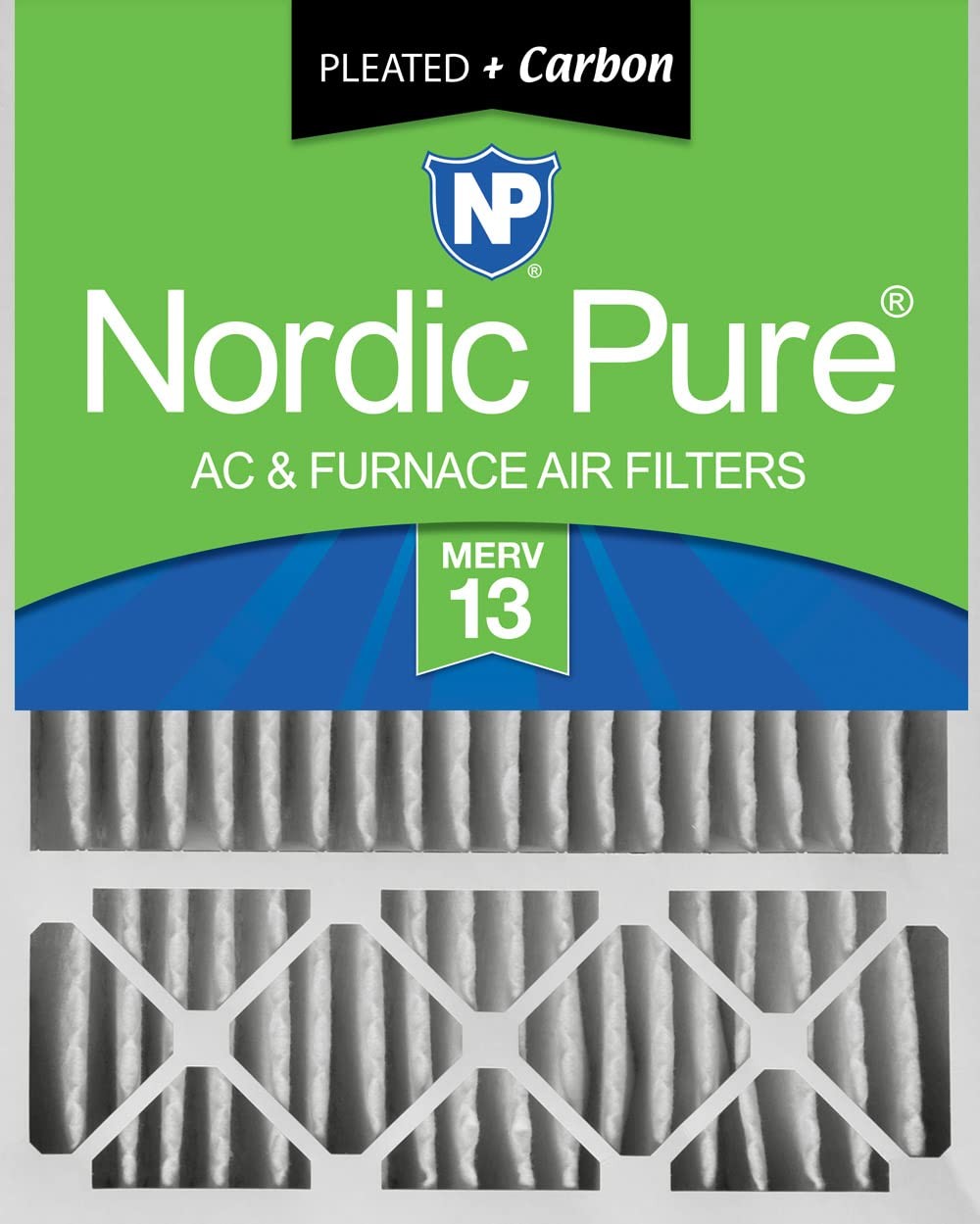 Nordic Pure 20x25x5 (Actual Size: 19 19.9″ x 24.9″ x 4.4″, MERV 13 + Carbon