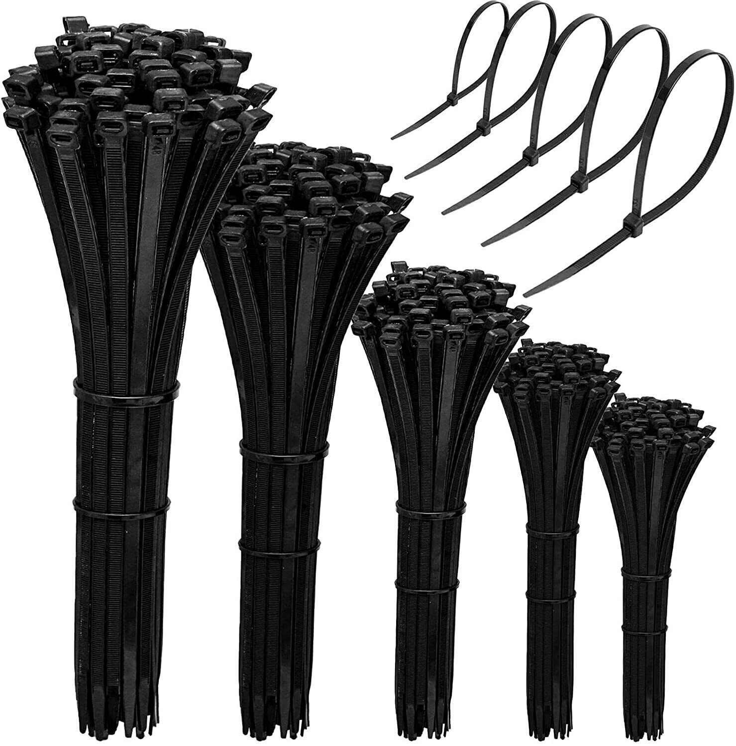100 BLACK CABLE ZIP TIES Heavy Duty UV Resistant UL 4 6 8 10 12 15 18 24″ & 36″