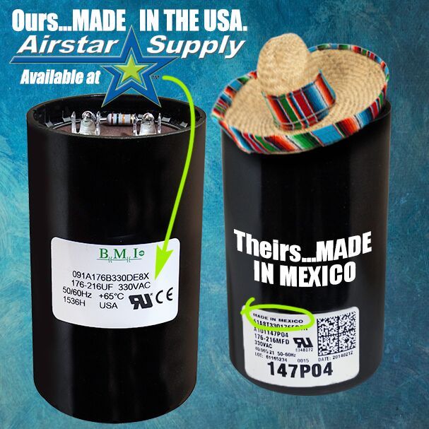 Trane American Standard Start Capacitor 176-216 uf MFD 330 VAC CPT00320 CPT01808
