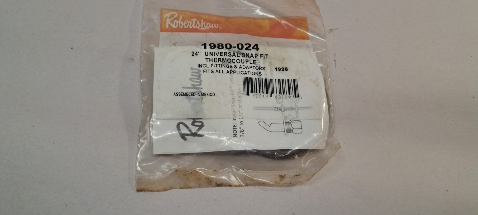 ROBERTSHAW 1980-024 Thermocouple, 24 in Cable, 25 to 30mV 12Z426