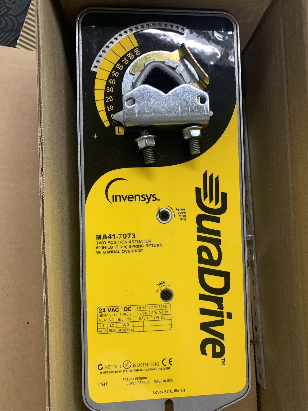 MA41-7073 Two Position Actuator Invensys 60 In -lb