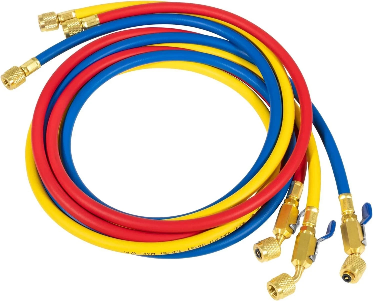 Yellow Jacket 29986 Plus II 1/4″ Charging Hose Set 72″ with Compact Ball Valve
