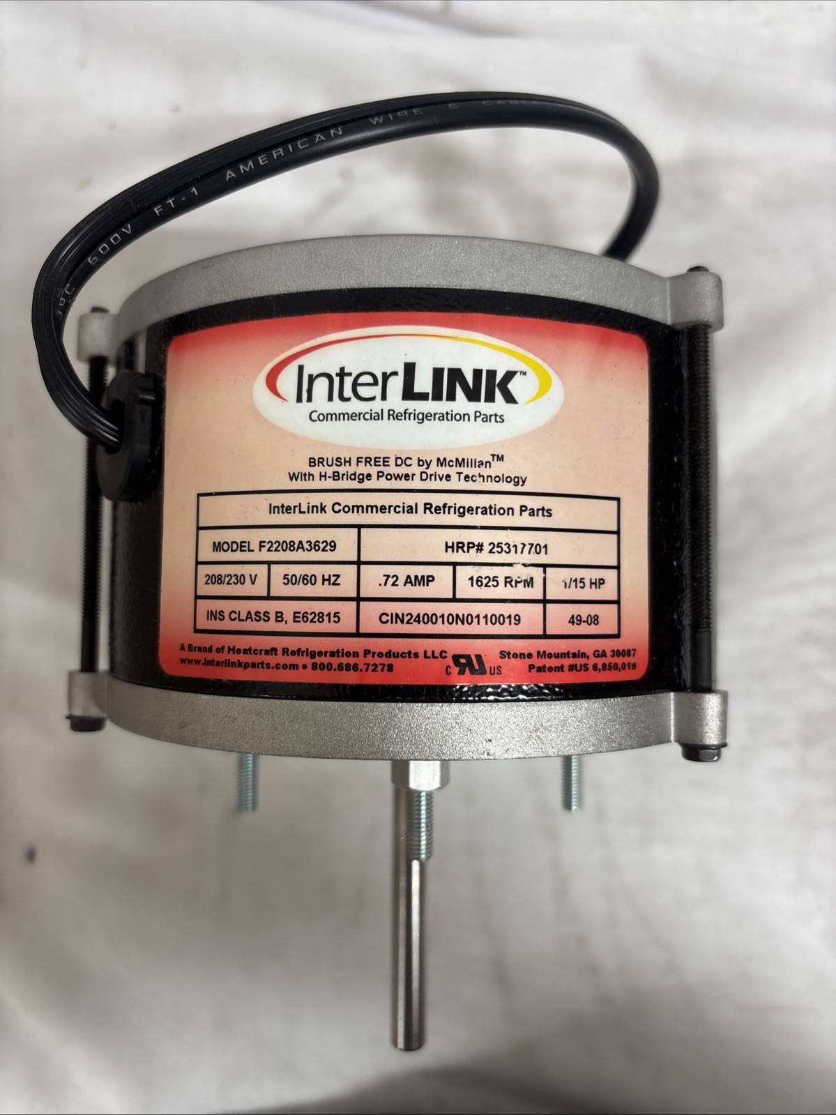 Interlink Motor F2208A3629 25317701 1/15hp 208/230v