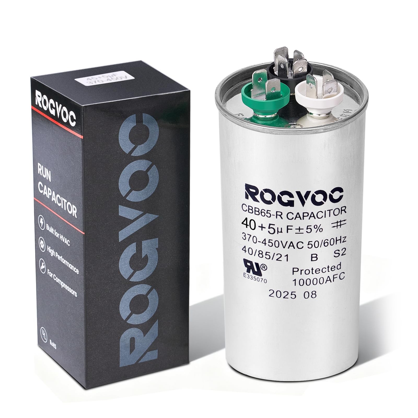 40+5 uF 40/5 MFD ±5% 370/440V CBB65 UL Certified AC Capacitor, Round Start…