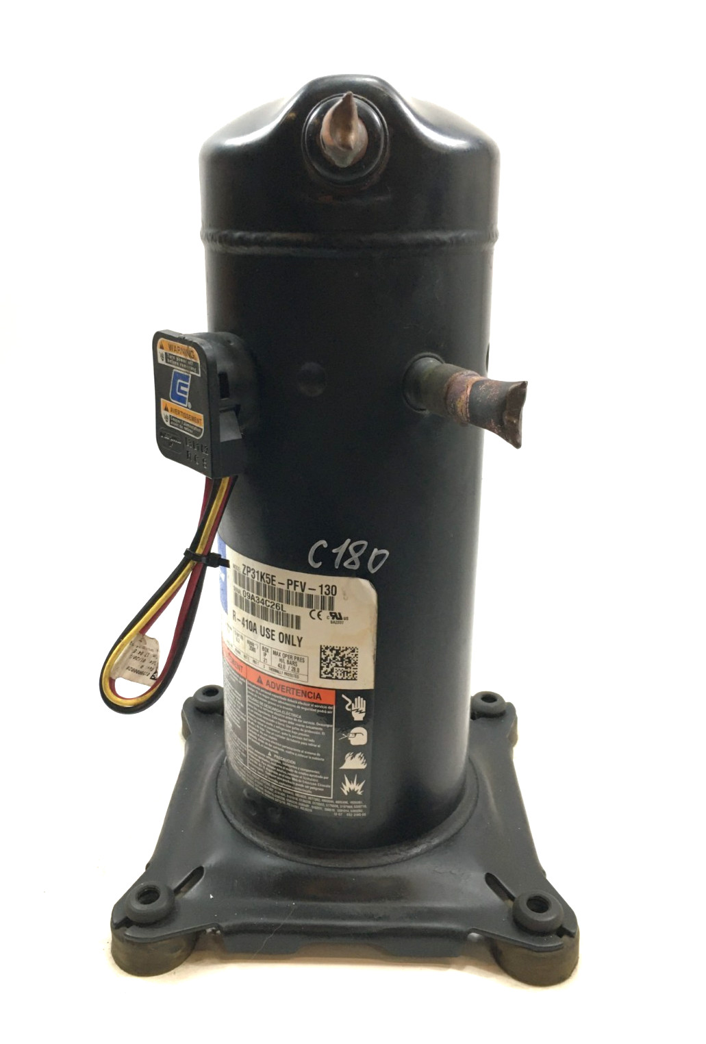 Copeland 2.5 Ton Scroll Compressor ZP31K5E-PFV-130 R410A 208/230V 1 PH used C180