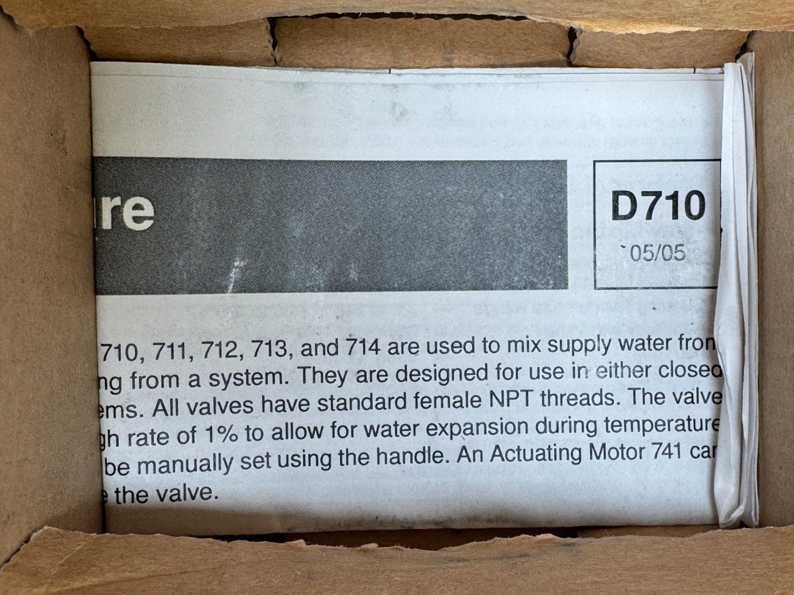 TEKMAR 711 3-Way Mixing Valve 1″ NPT Brass *NIB*