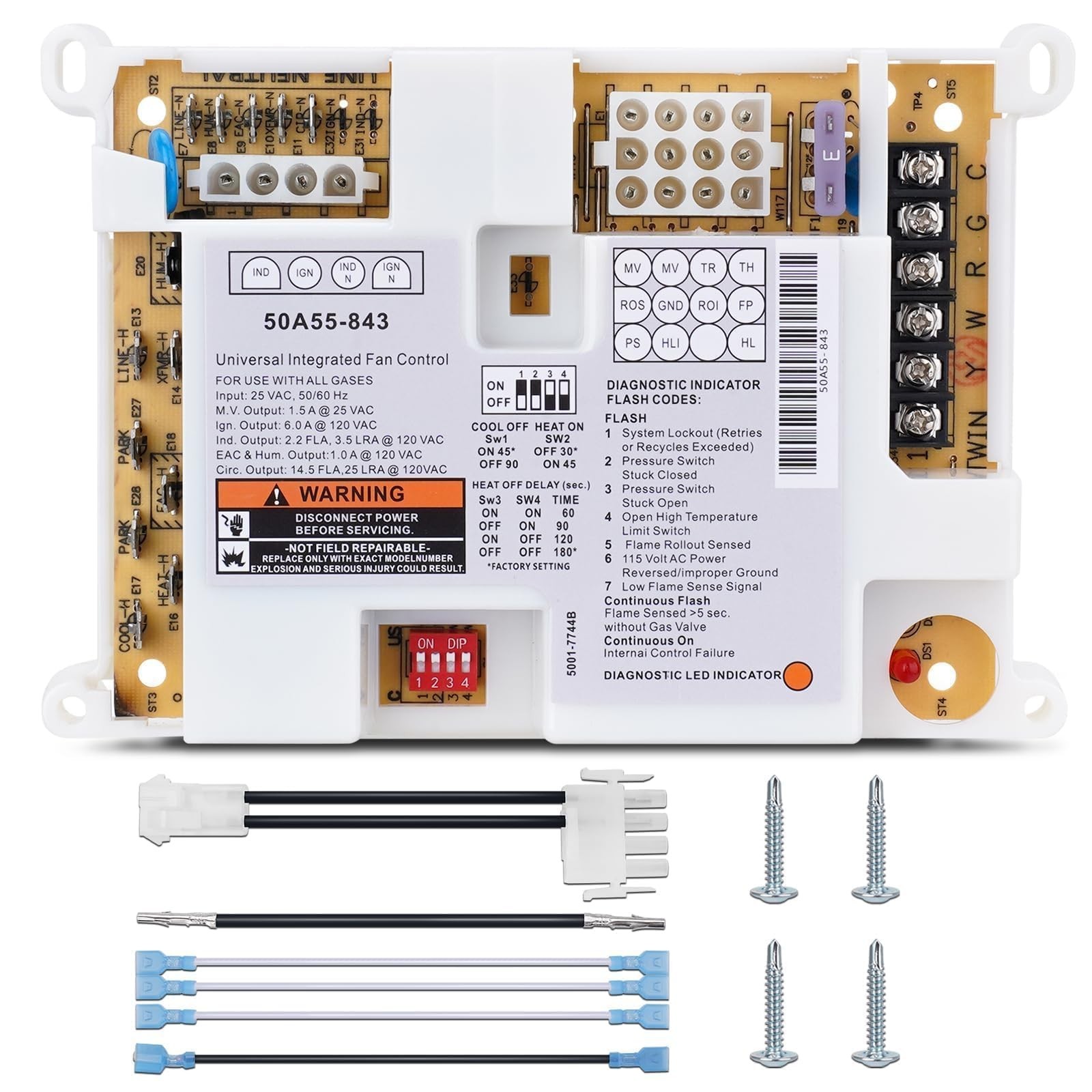 Replacement for White-Rodgers 50A55-843 Furnace / Ignition Control Board