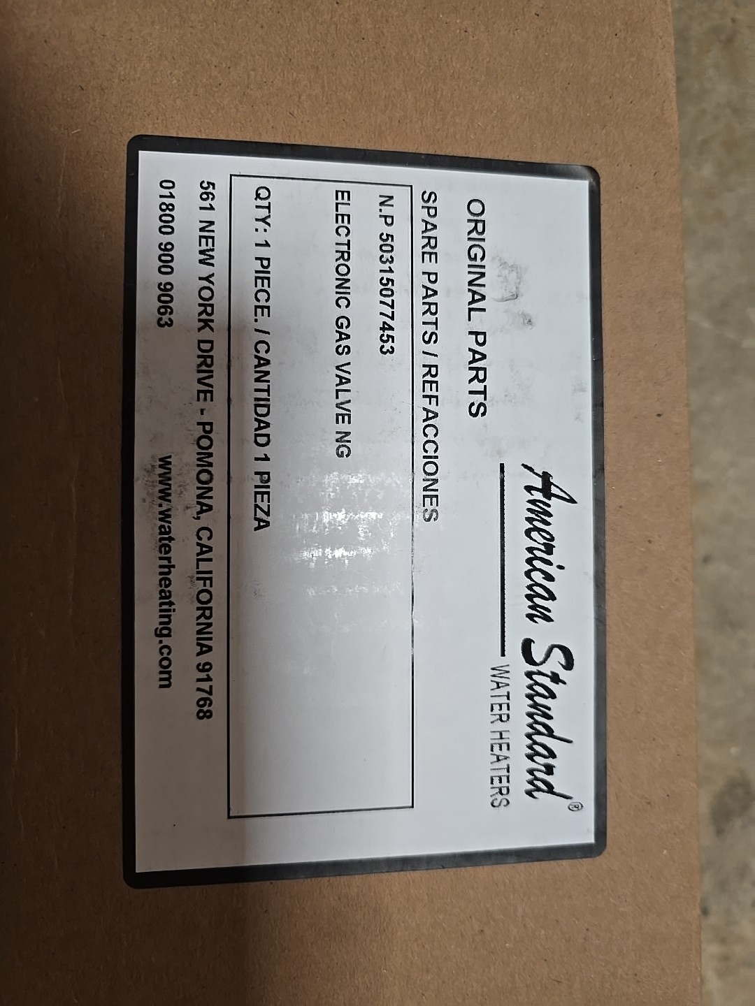 American Standard 50315077453 Electronic Valve Natural Gas