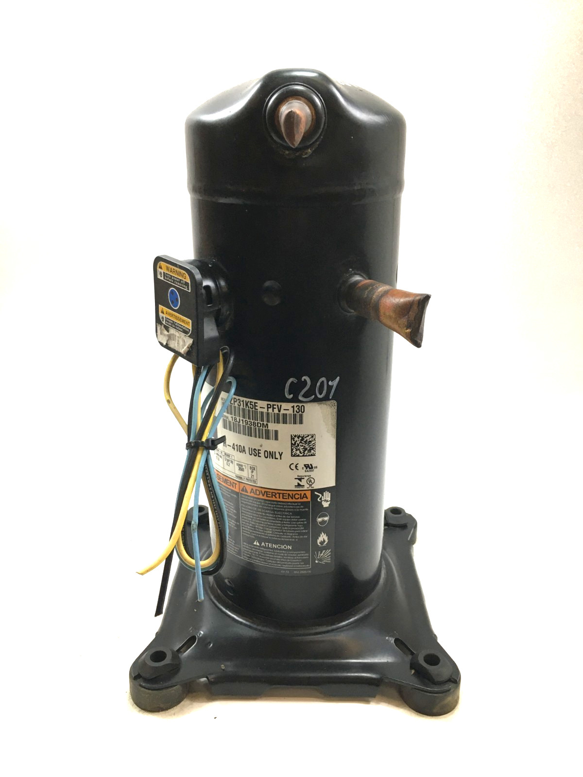 Copeland 2.5 Ton Scroll Compressor ZP31K5E-PFV-130 R410A 208/230V 1 PH used C201