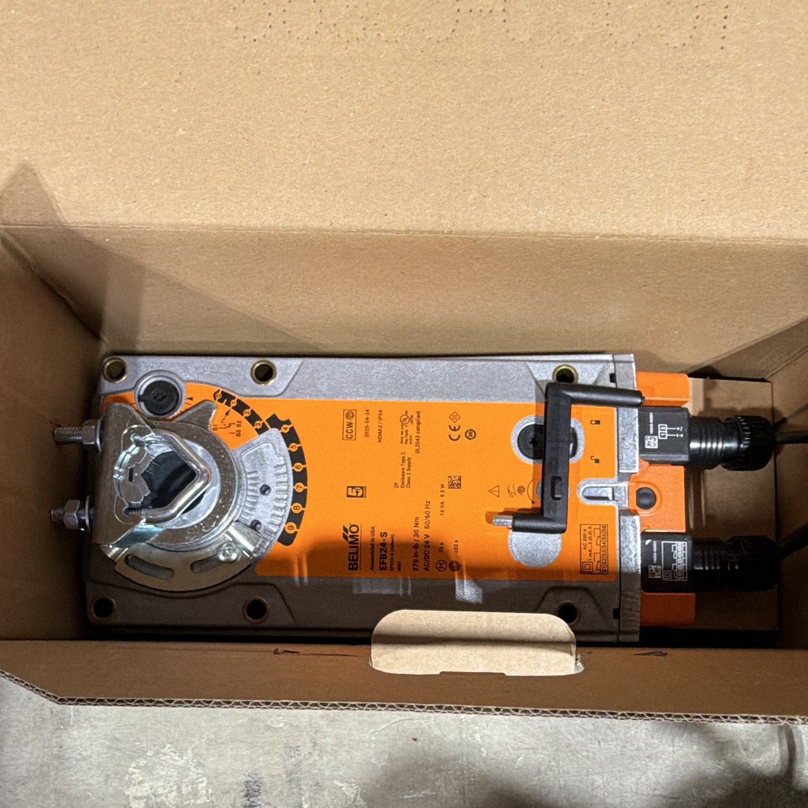 Belimo EFB24-S HVAC Damper Actuator, Corded Electric Power, 270 in-lb, 24V #73/1