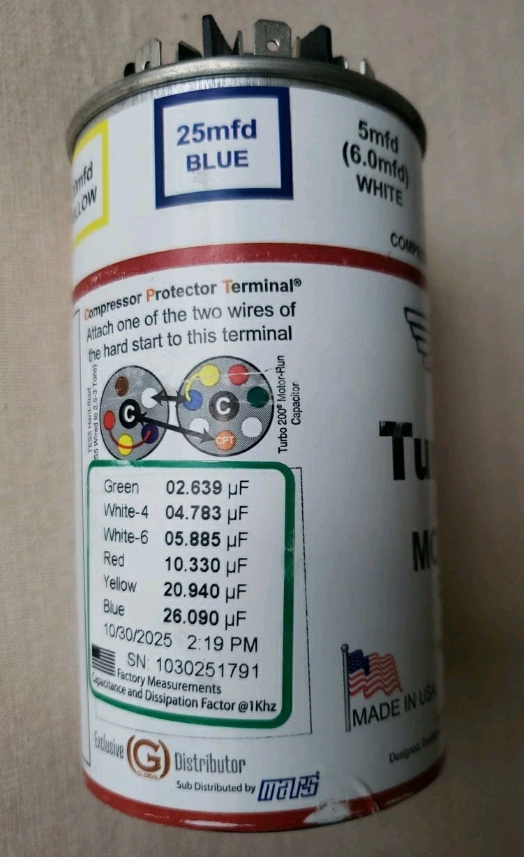 AmRad Turbo 200 Universal Motor-Run Capacitor 440/370VAC 2.5-67.5MFD