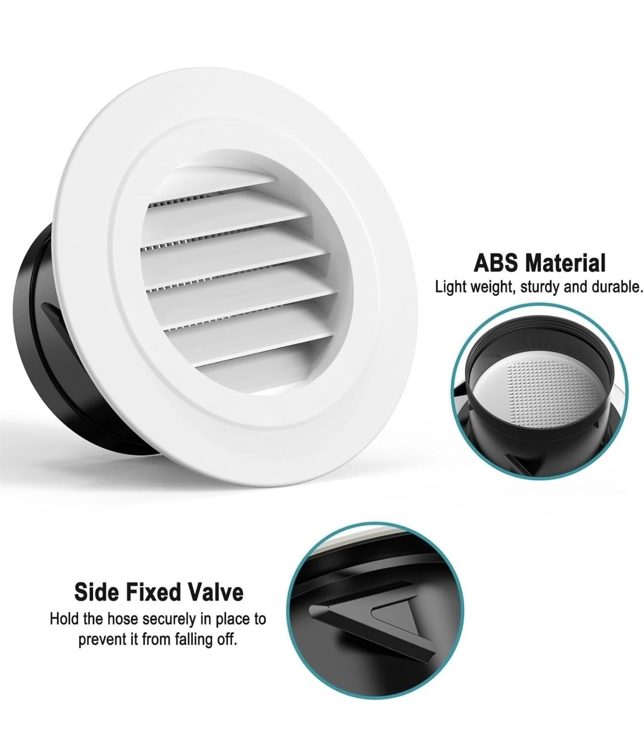 4-Inch White ABS Soffit Vent with Screen Mesh, Exhaust and HVAC Vent Cover