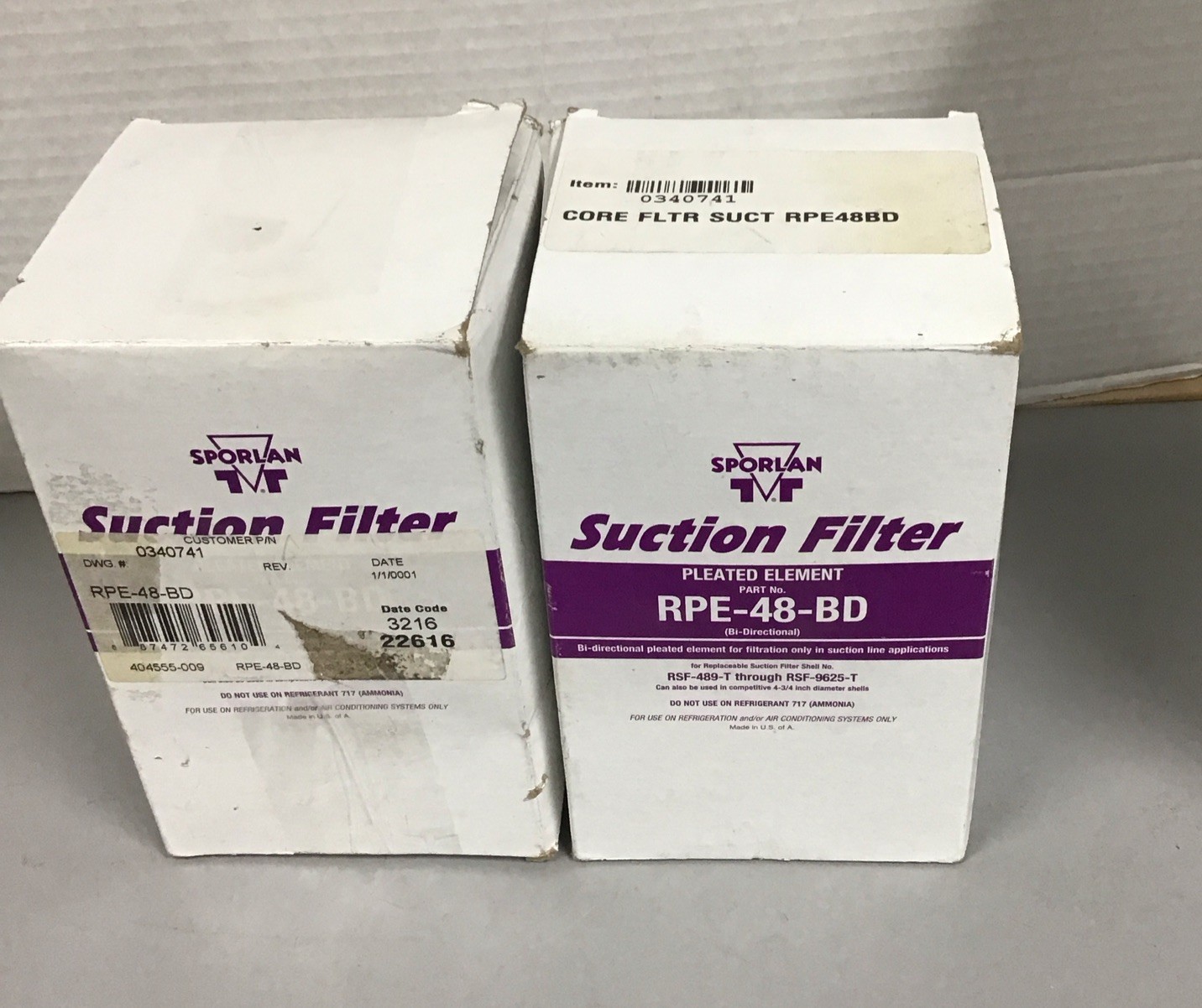 Lot of 2 Sporlan Pleated Filter Element RPE-48-BD, 48 cu in (B208)