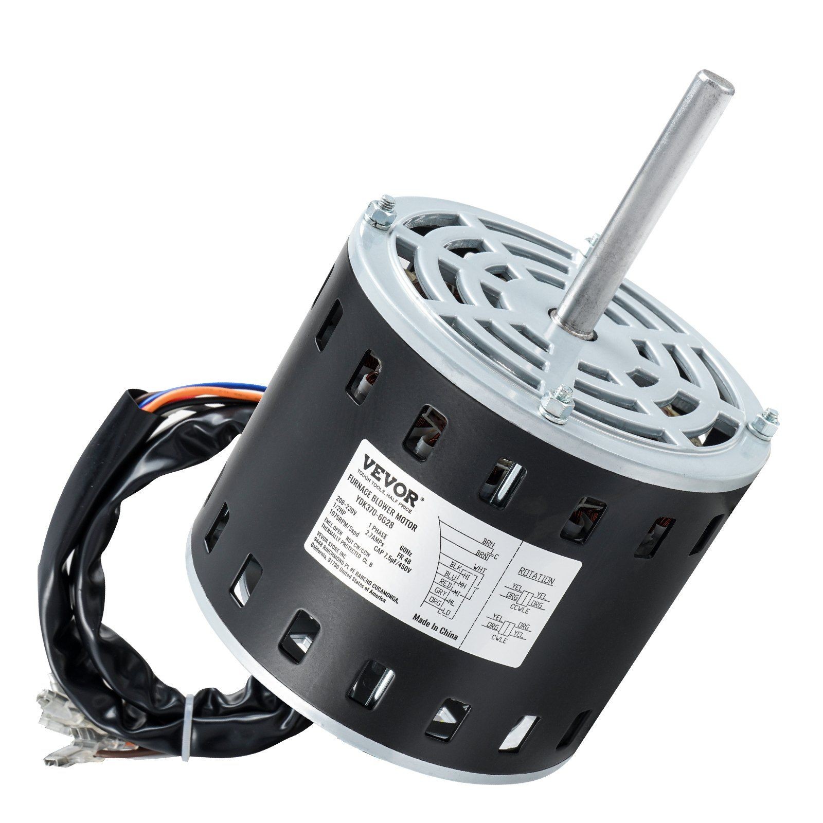 1/2HP 5-Speed Motor for Furnace 208/230V 48 Frame 3.4in Shaft Durable