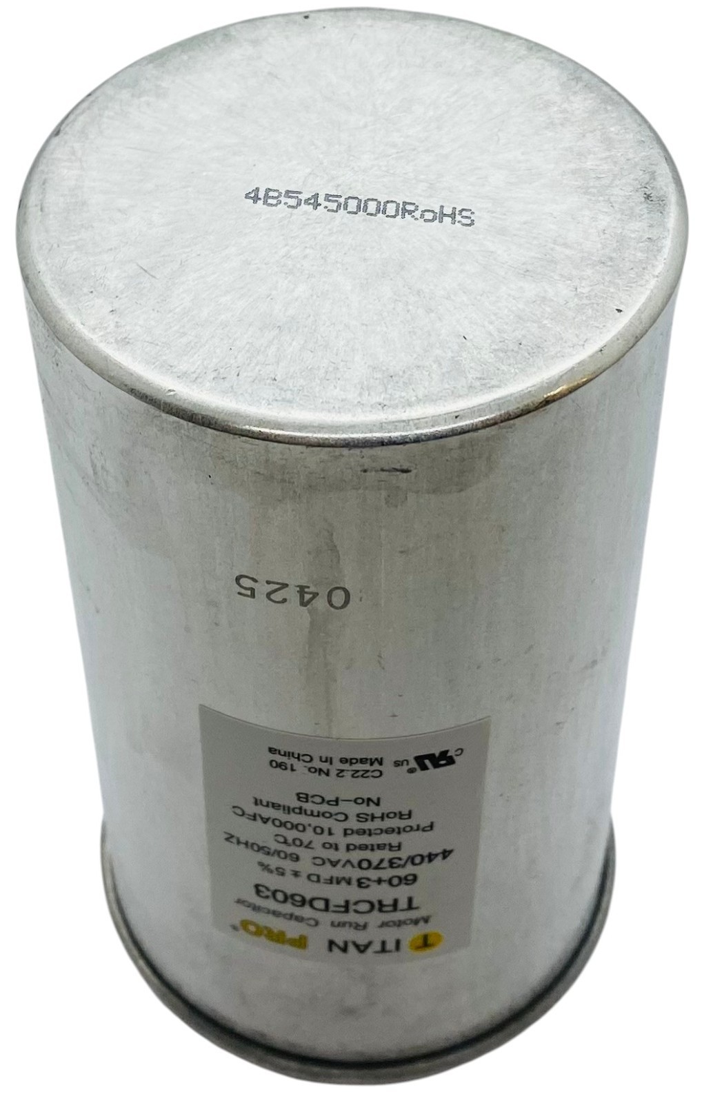Titan Pro® Motor Run Capacitor | Round | 60 + 3 MFD | 370/440 Volt | TRCFD603