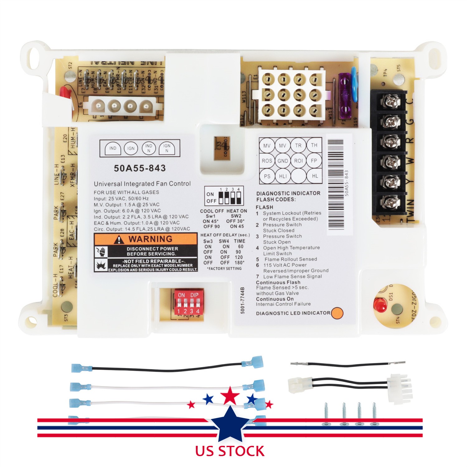 Integrated Furnace Control Board 50A55-843 For White Rodgers Lennox
