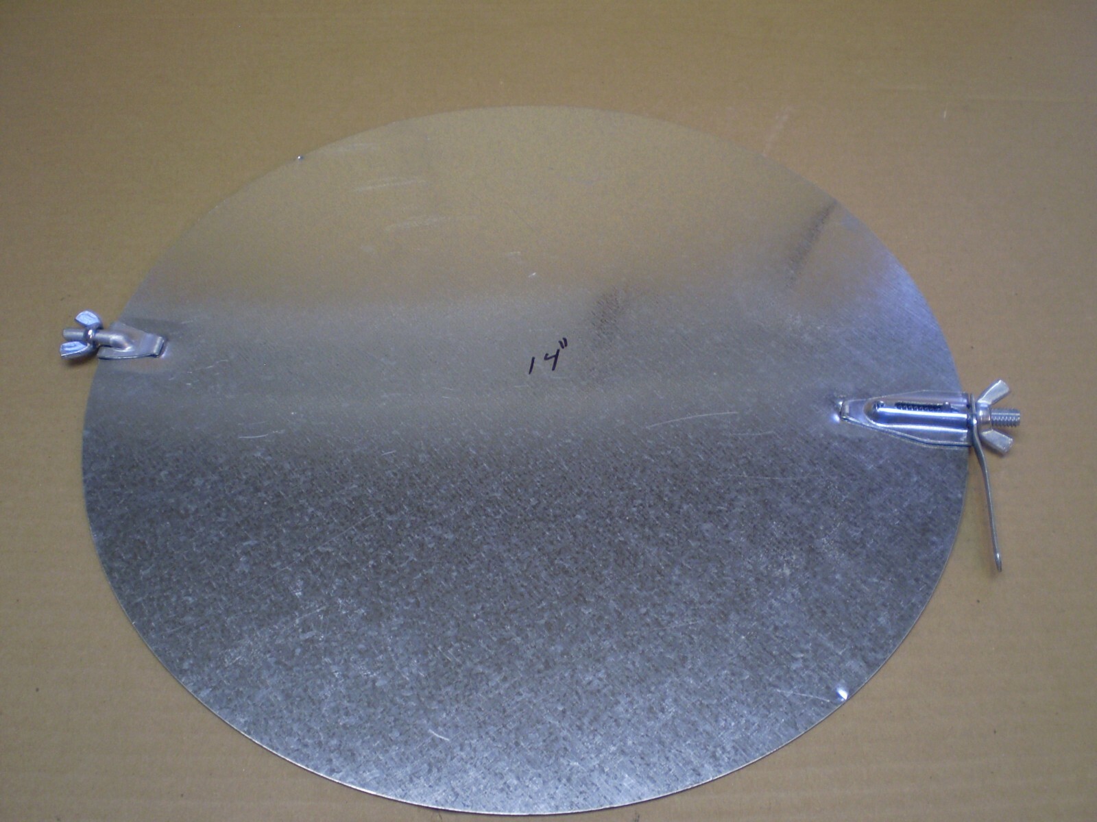 14-Inch Diameter Galvanized Duct Volume Damper with Manual Adjusting Arm
