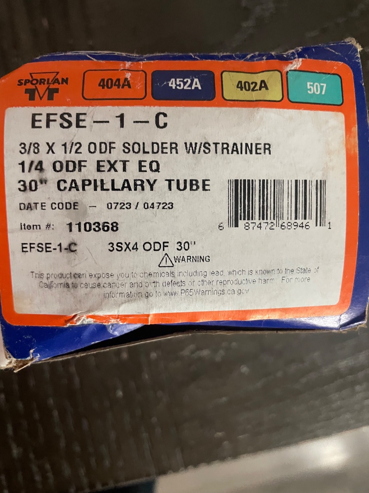 Sporlan EFSE-1-1/2-C Expansion Valve 3/8 x 1/2 ODF w/ Strainer NEW B1