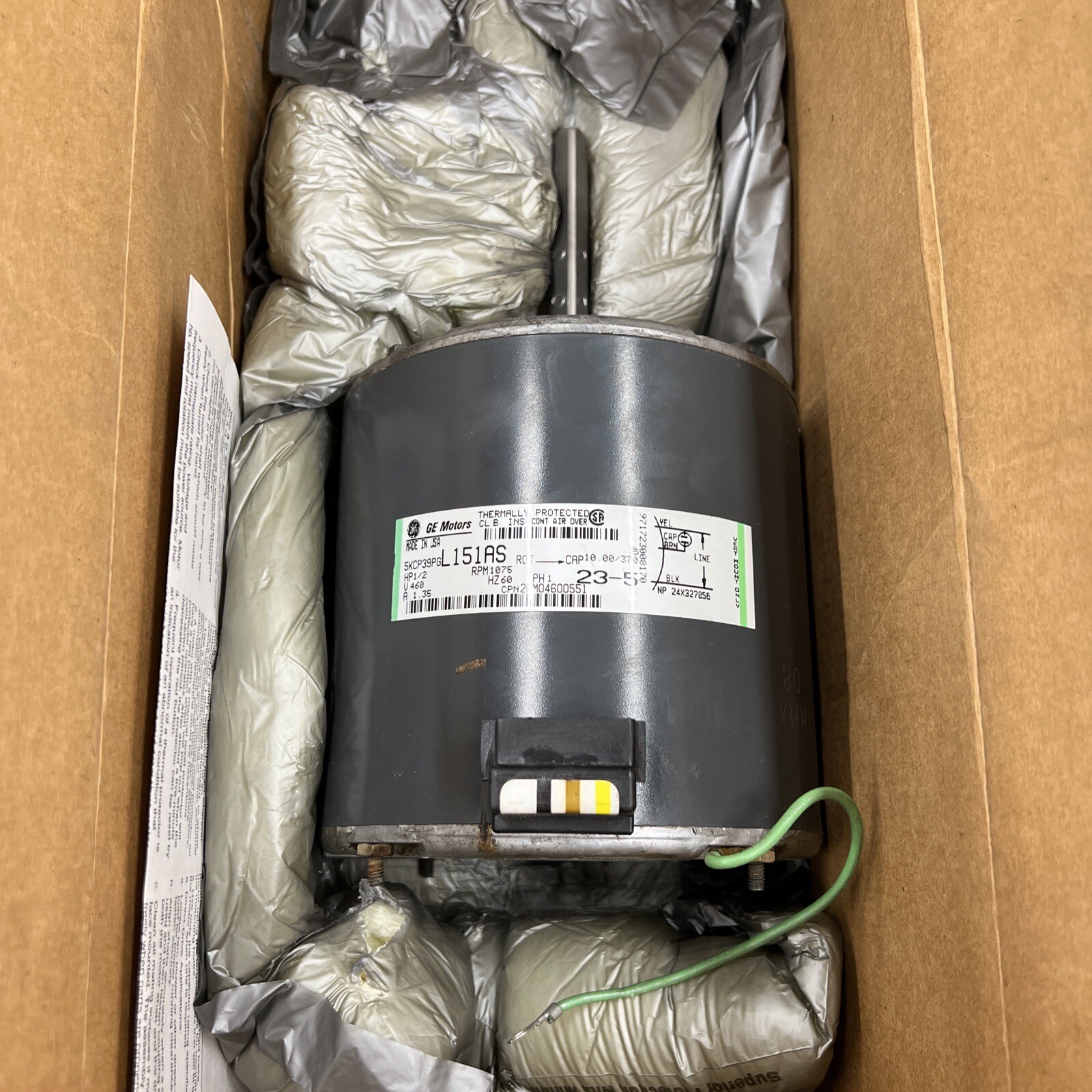 GE 5KCP39PG L151AS Blower Motor 1/2 HP 1075 RPM 1PH 115V Used