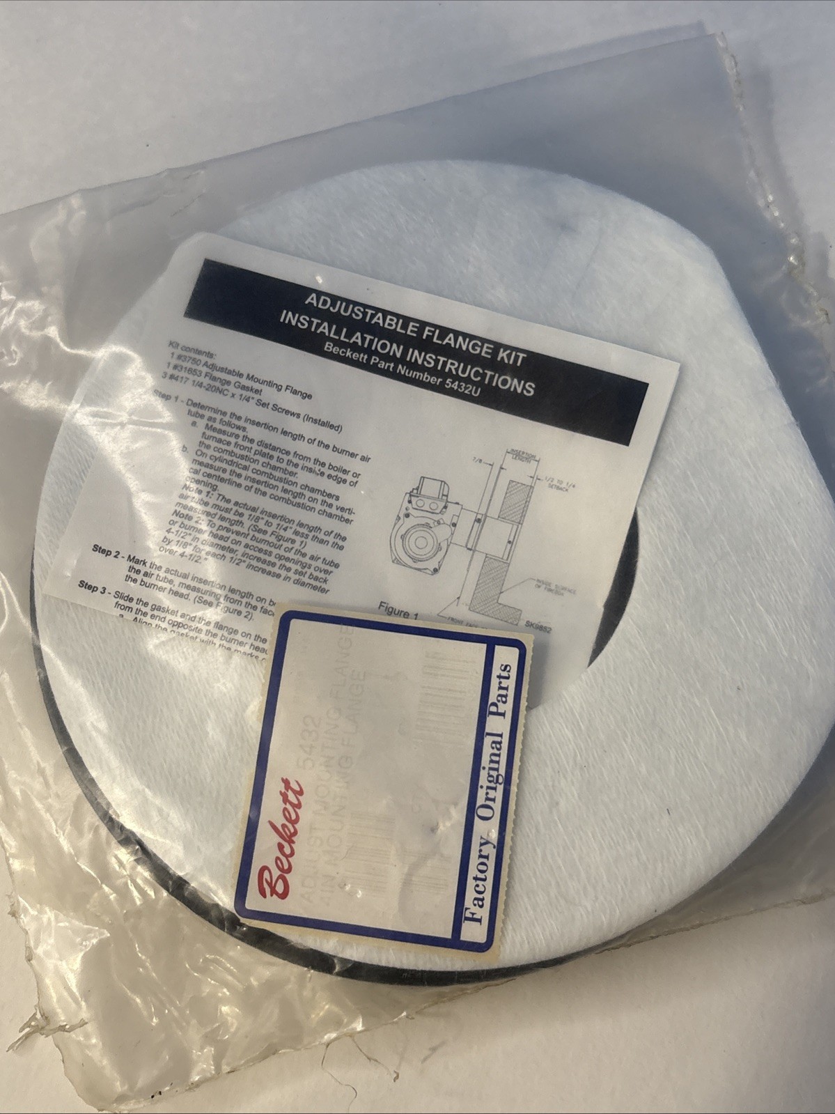 BECKETT 5432 OIL BURNER ADJUSTABLE MOUNTING FLANGE OEM GENUINE NOS