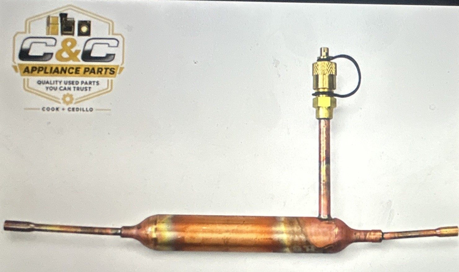Copper HVAC Refrigeration Line Valve w/ Brass Service Port Schrader Valve
