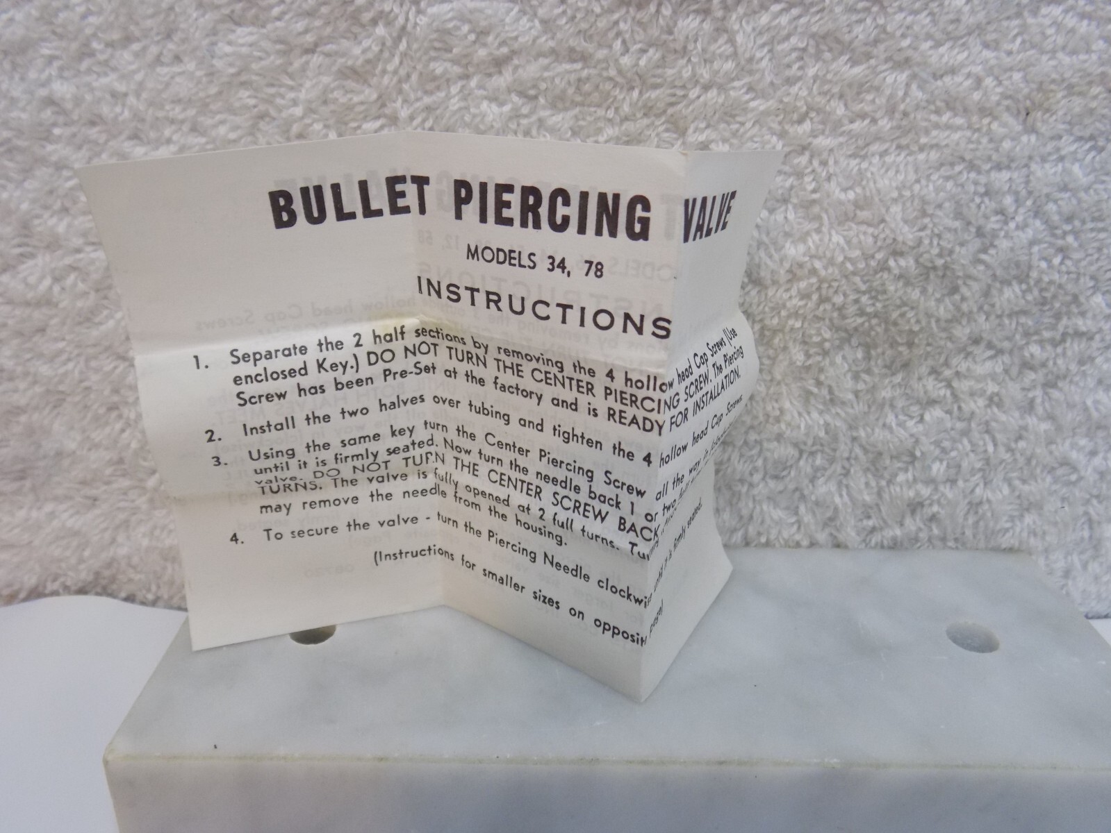 BULLET PIERCING VALVE #31 – FOR 1/4 — 5/16 — 3/8 TUBING – NOS