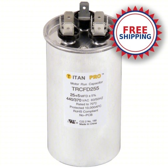 Dual Run Capacitor 25/5 MFD 440V Round – AC Condenser & Compressor FREE SHIPPING