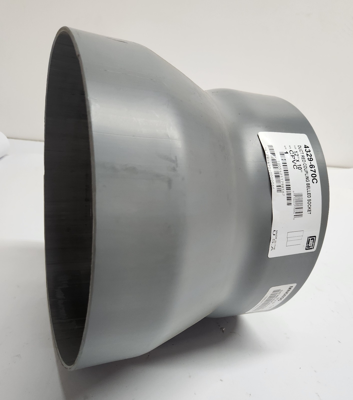 Spears 4329-670C 12″x10″ CPVC Exhaust Duct Reducer Coupling Belled Socket