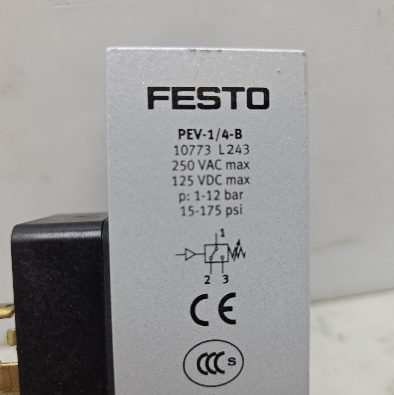Festo PEV-1/4-B Adjustable Pressure Switch 10773 1-12 Bar 1/4″ NPT/BSP Pneumatic