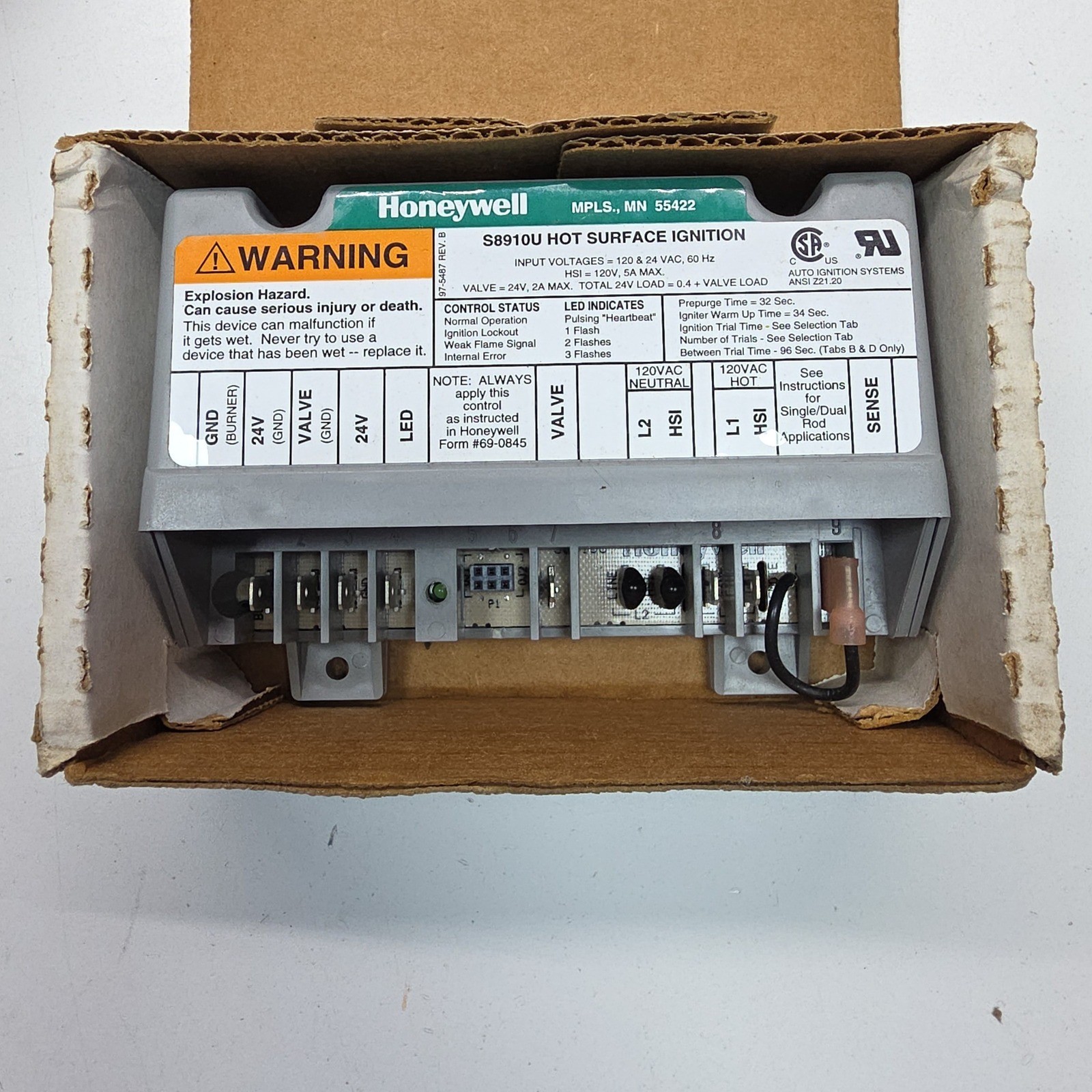 Honeywell S8910U 1000 Super Tradeline Universal Hot Surface Ignition Module NEW