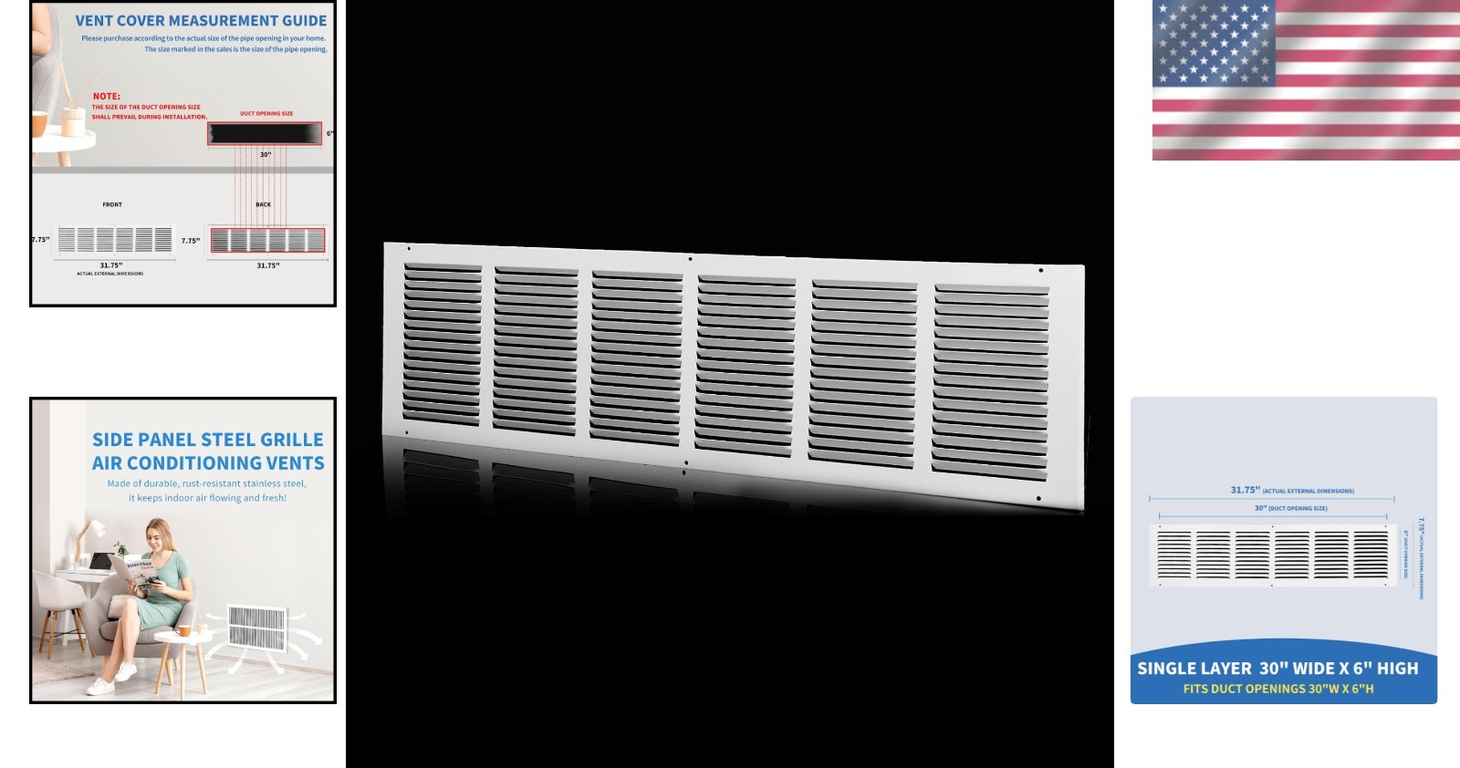 Elegant 30×6 Return Air Grille with Steel Finish – Maximize Airflow & Efficiency