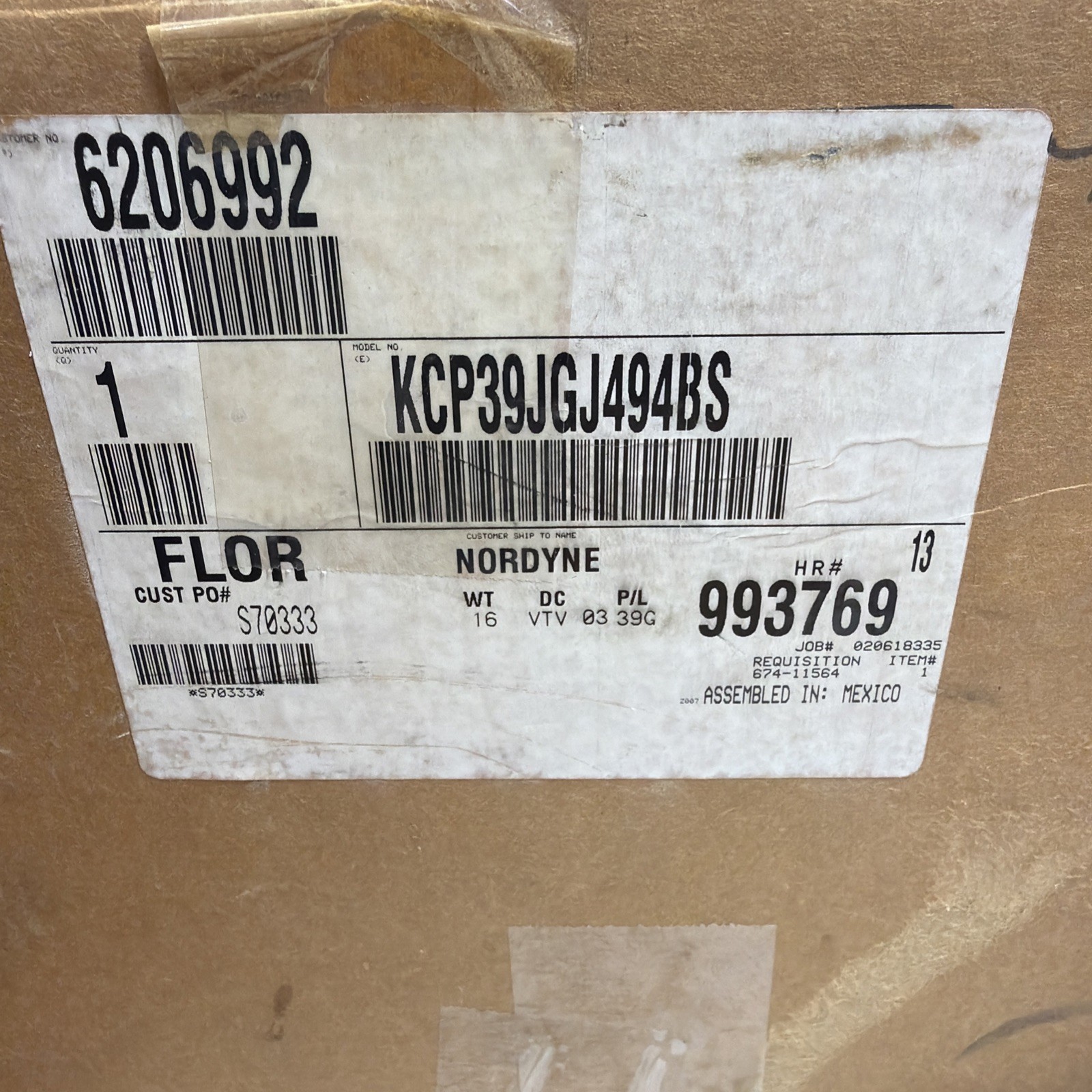 GE MOTORS 6206992 MOTOR KCP39JGJ494BSS 1/3 HP, 115 V, 6.00 A