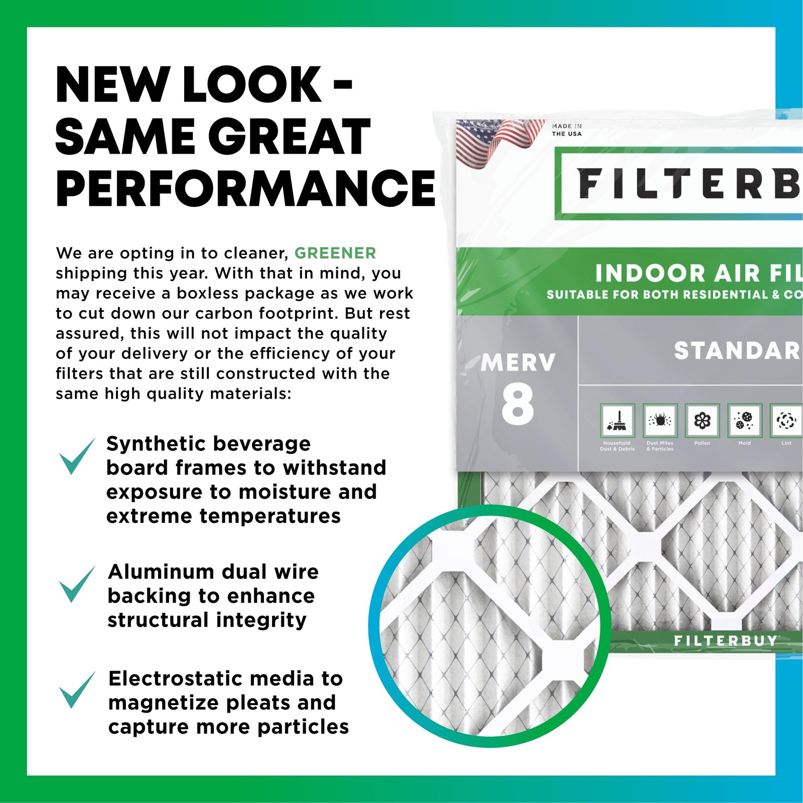 Filterbuy 20X25X4 Air Filter Merv 8 Essential Defense 2-Pack Electrostatic