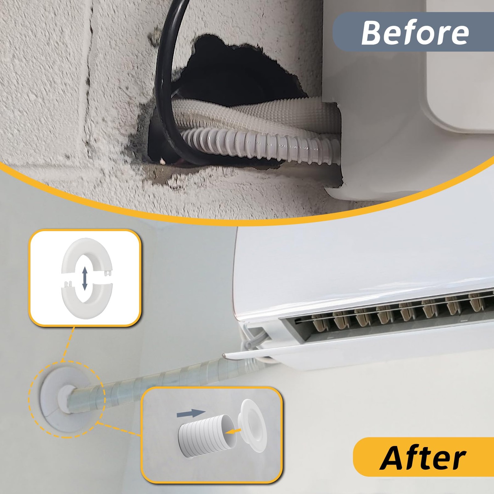 Flamorrow Mini Split Cover Wall Sleeve for Air Conditioning Line Set White