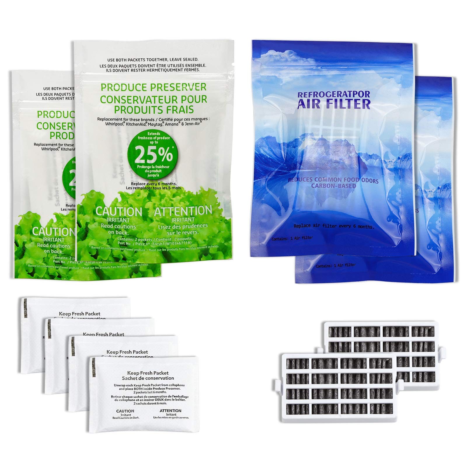 AMI PARTS W10311524 AIR1 Fresh Flow Air Filter & 4 Piece Set, Blue&Green-2