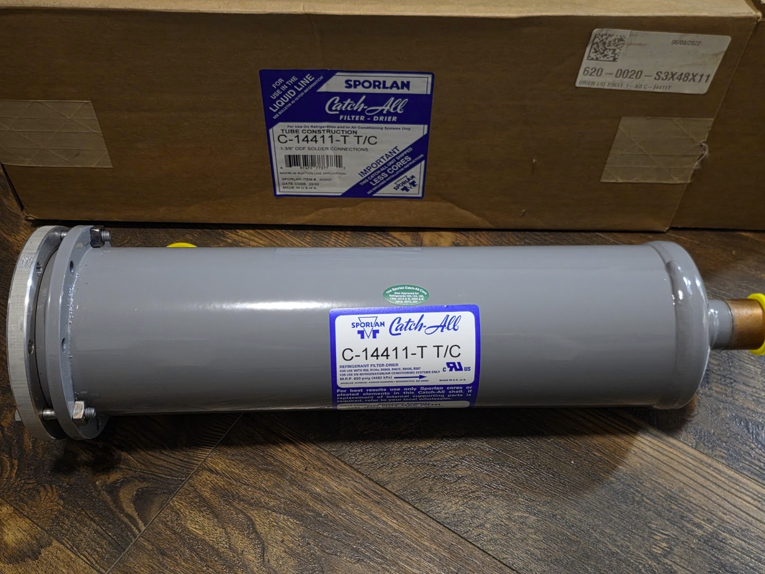 Sporlan Catch-All Filter-Drier C-14411-T T/C Refrigeration HVAC 1-3/8″ ODF – New