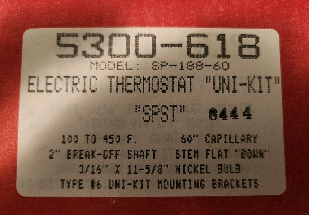Robertshaw 5300-618 Elec Cook Control,Tstat, Repl Sp-188-60, NOS, NIB.