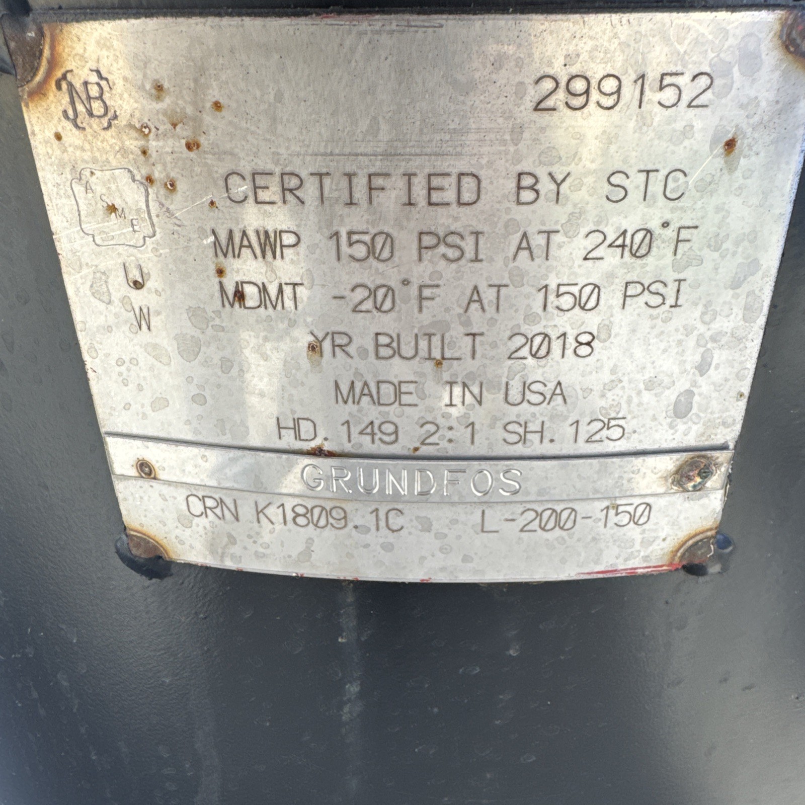 GRUNDFOS GFXA-200 53 Gallon Potable Expansion Tank Used