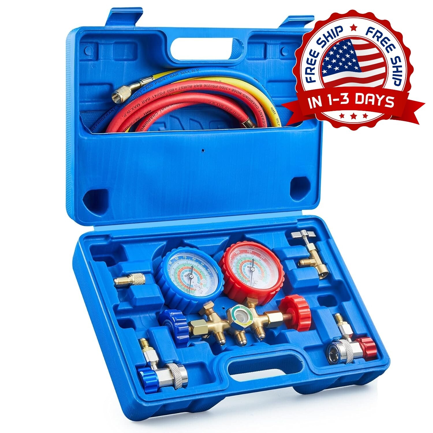 Juego De Manometros Profesionales Para Diagnostico Aire Acondicionado 3 Way NEW.