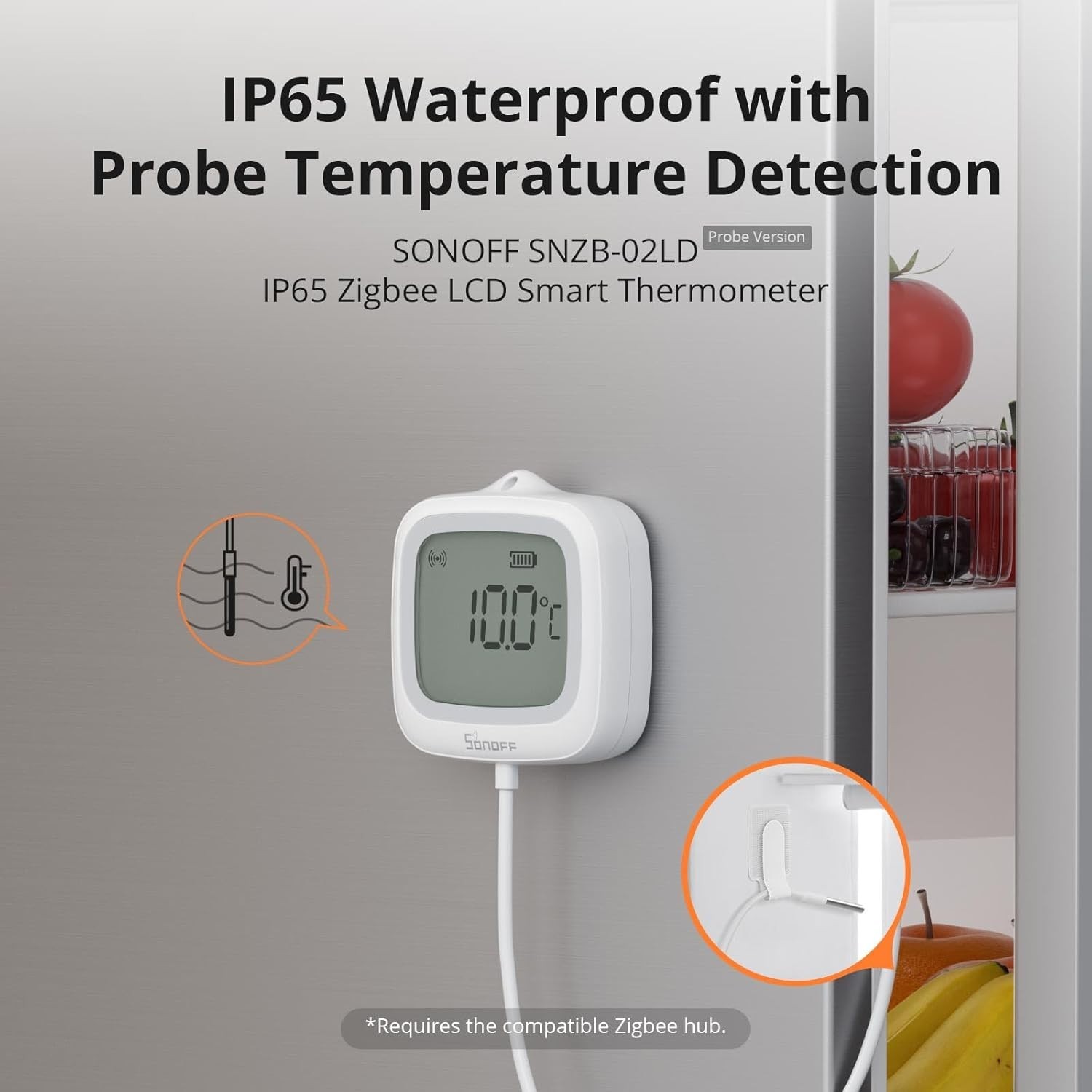 Stainless Steel Probe Temp Sensor, APP Monitoring, -40~115°C