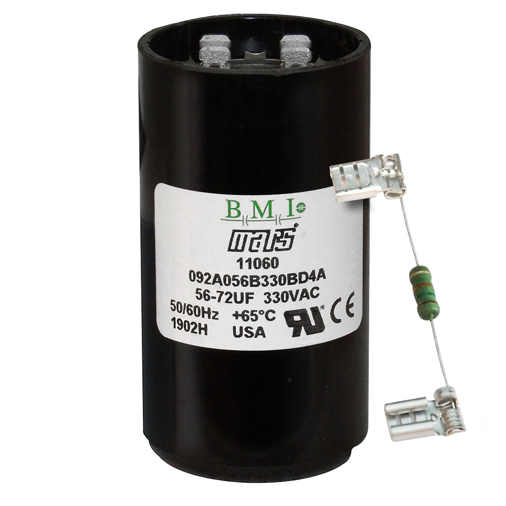56 – 72 uF x 330 VAC BMI # 092A056B330BD4A Motor Start AC Capacitor w/ Resistor
