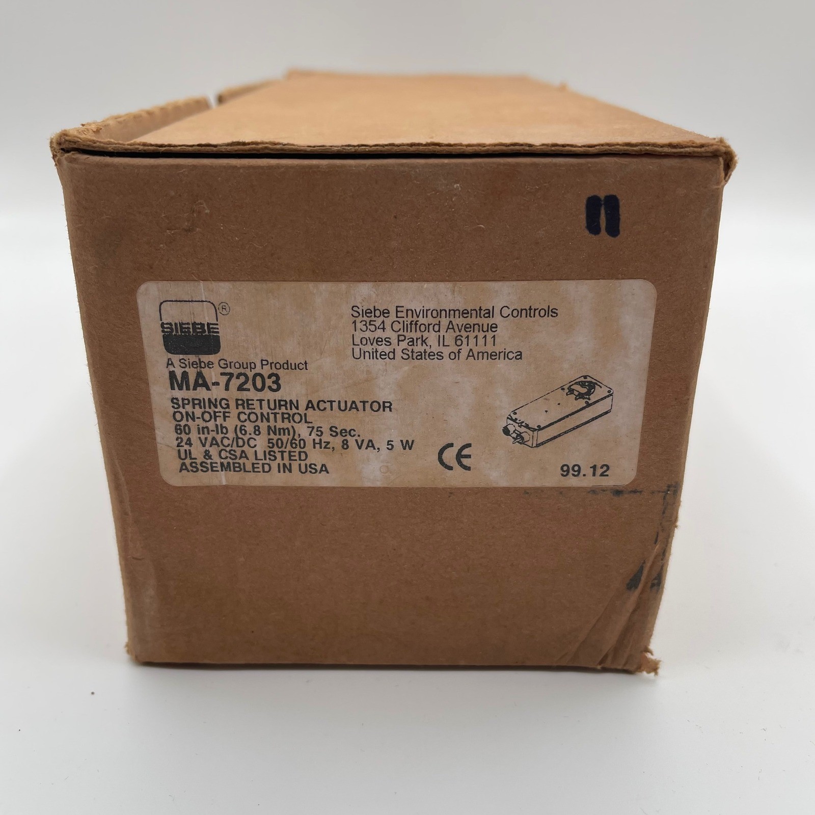Siebe Environmental Controls MA-7203 Spring Return Actuator 24V 60 in-lb NEW