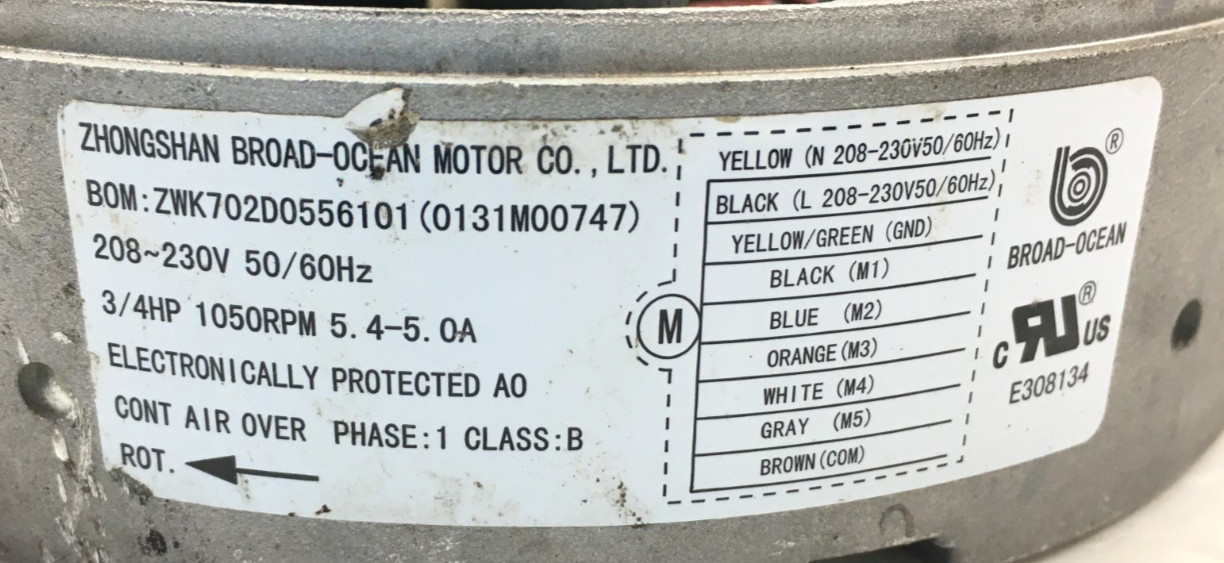 BROAD-OCEAN ZWK702D0556101 ECM Module ONLY 0131M00747 208/230V 3/4HP used #W599