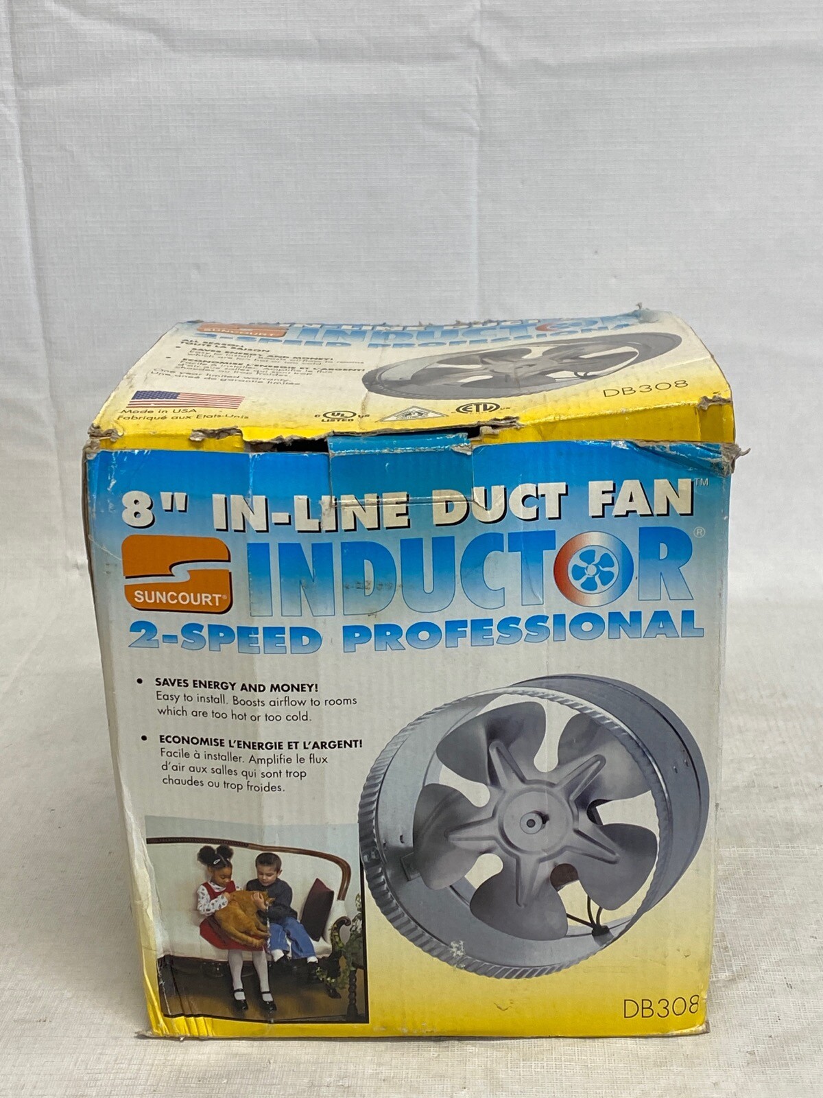 SUNCOURT Inductor 2-Speed Professional 8” In-Line Duct Fan DB308