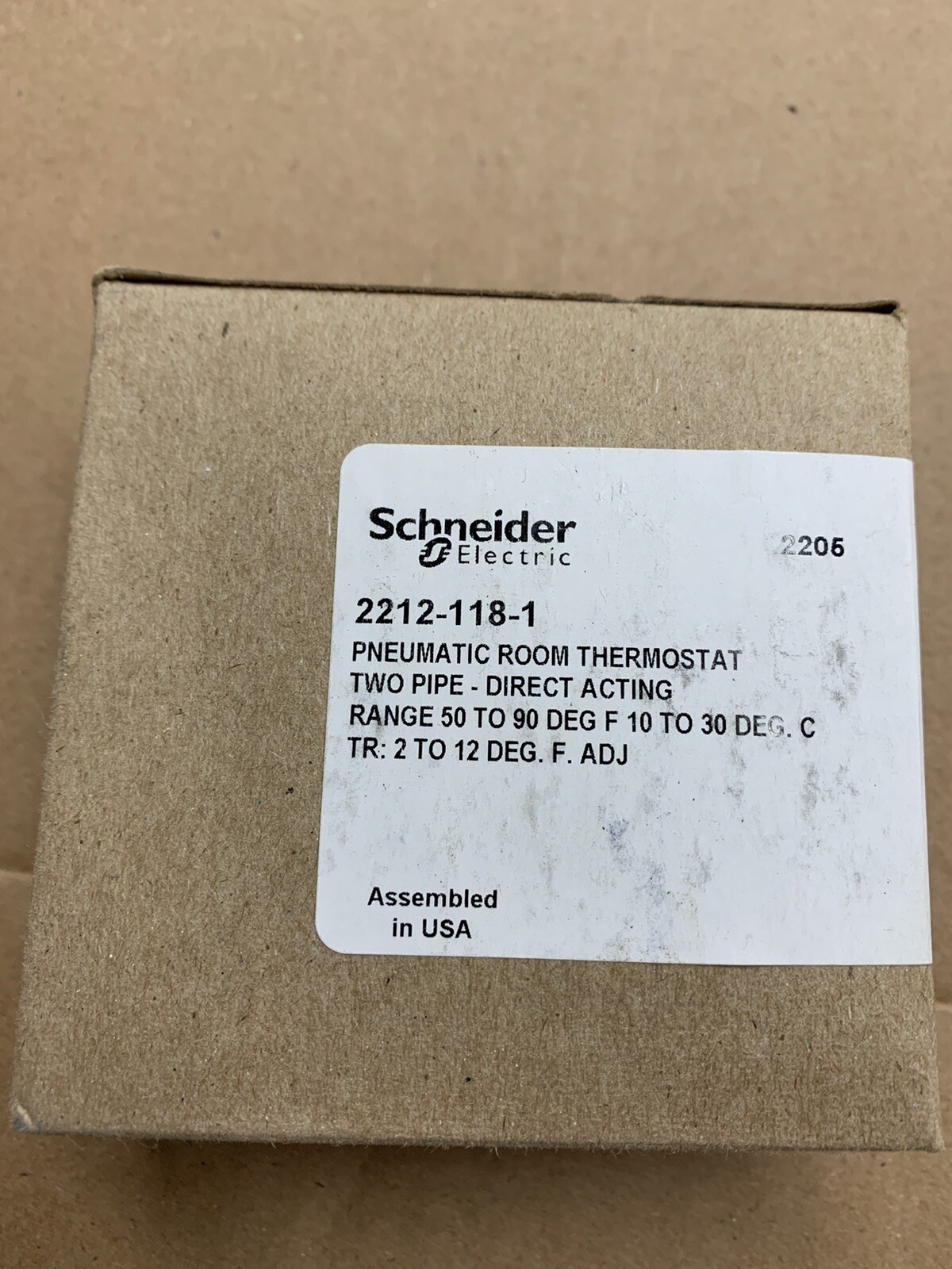 Barber Colman 2212-118 Pneumatic Room Thermostat, Direct Acting, 2-Pipe